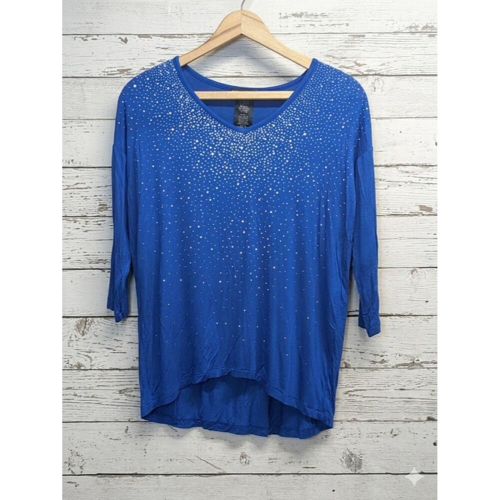 Design History Blue Blouse With Sparkly Stud Design Women's Size Small, New